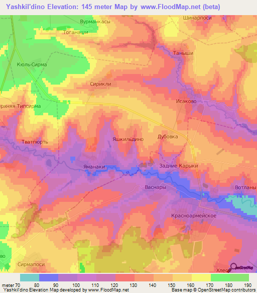 Yashkil'dino,Russia Elevation Map