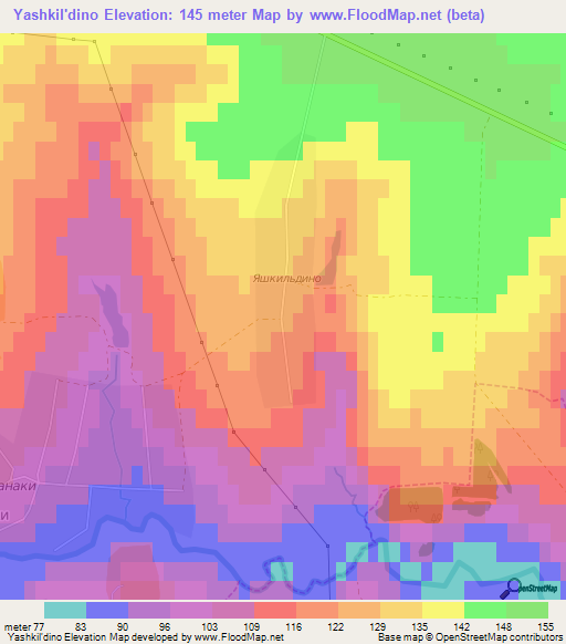 Yashkil'dino,Russia Elevation Map