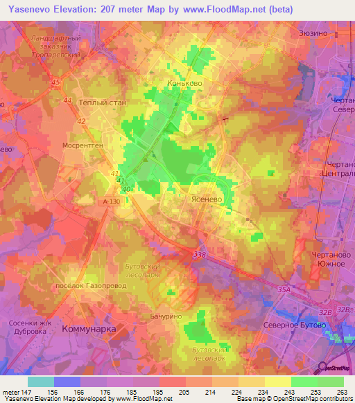 Yasenevo,Russia Elevation Map