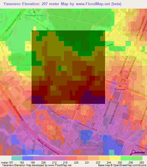 Yasenevo,Russia Elevation Map