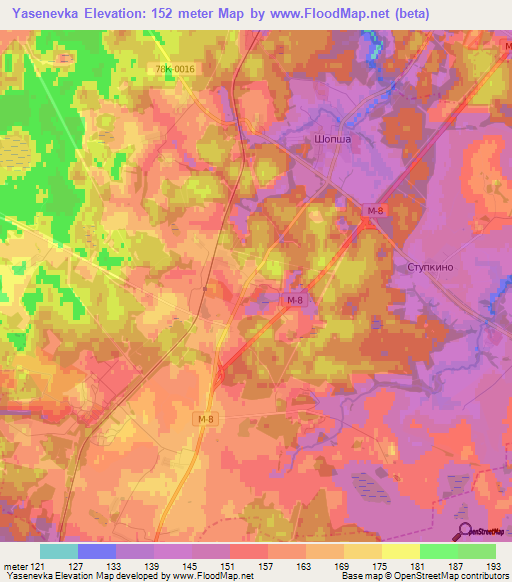 Yasenevka,Russia Elevation Map