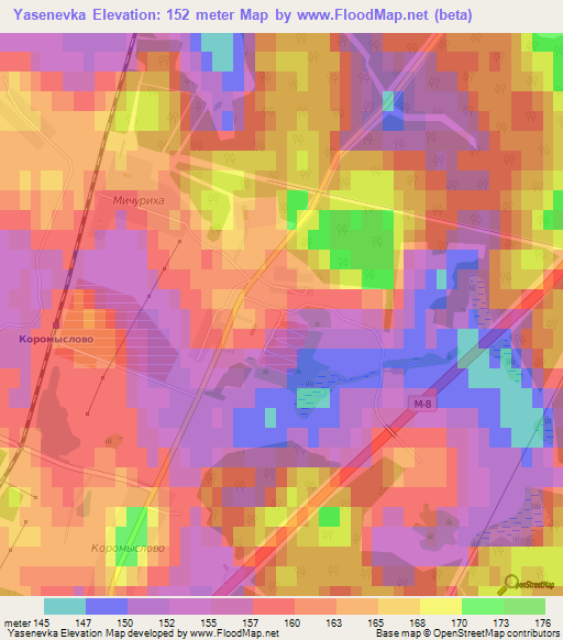 Yasenevka,Russia Elevation Map