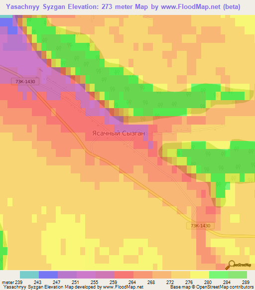 Yasachnyy Syzgan,Russia Elevation Map