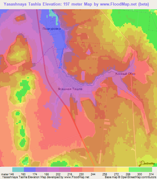 Yasashnaya Tashla,Russia Elevation Map