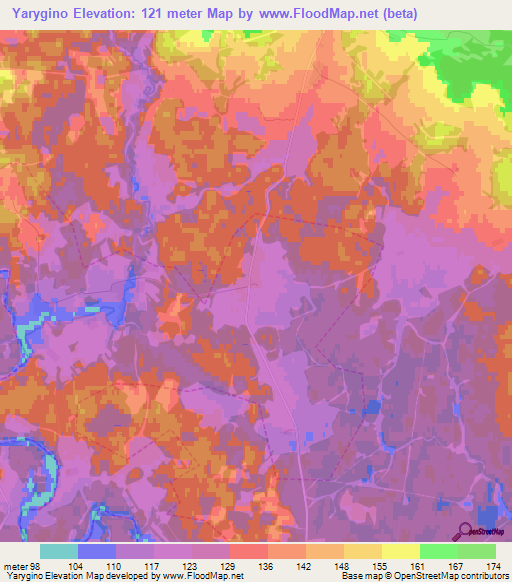 Yarygino,Russia Elevation Map