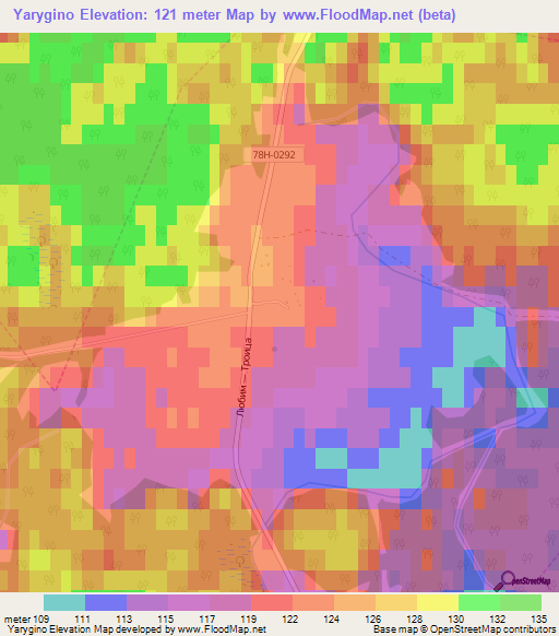 Yarygino,Russia Elevation Map