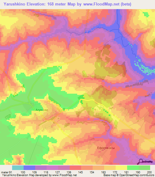 Yarushkino,Russia Elevation Map