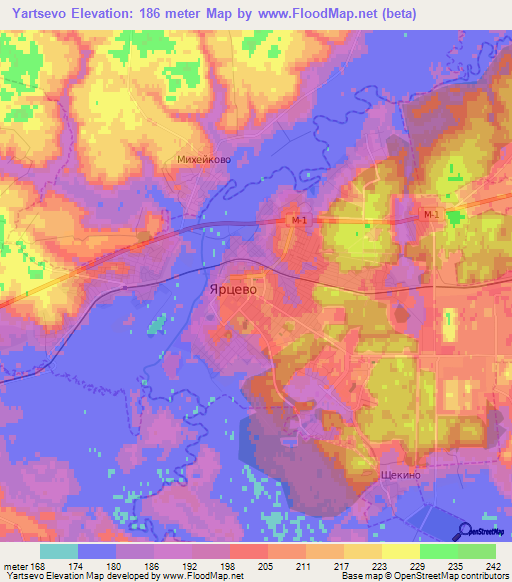 Yartsevo,Russia Elevation Map