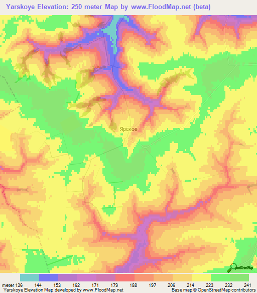 Yarskoye,Russia Elevation Map