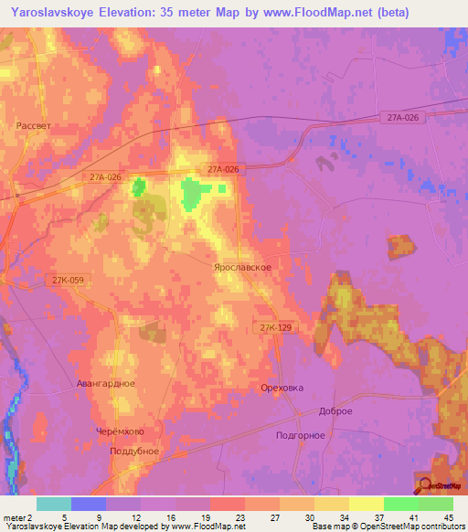 Yaroslavskoye,Russia Elevation Map