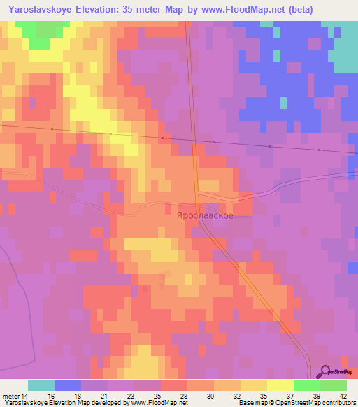 Yaroslavskoye,Russia Elevation Map