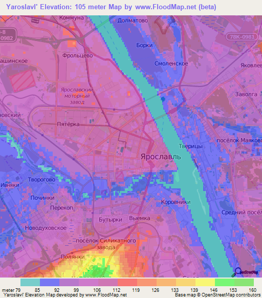 Yaroslavl',Russia Elevation Map