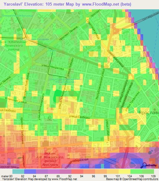 Yaroslavl',Russia Elevation Map