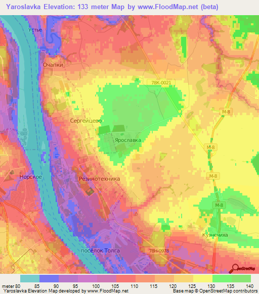 Yaroslavka,Russia Elevation Map