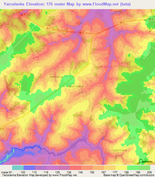 Yaroslavka,Russia Elevation Map