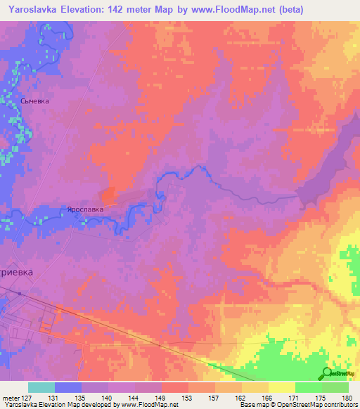 Yaroslavka,Russia Elevation Map