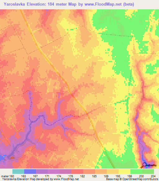 Yaroslavka,Russia Elevation Map