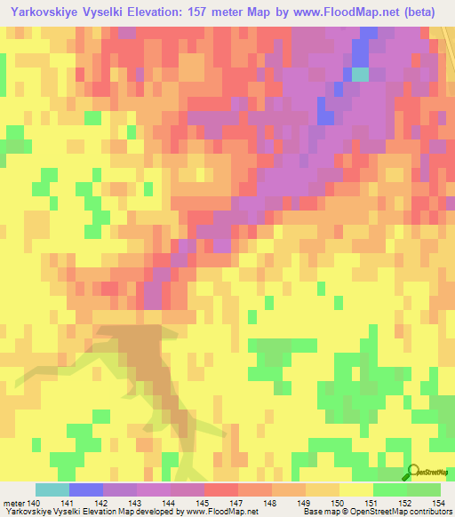 Yarkovskiye Vyselki,Russia Elevation Map