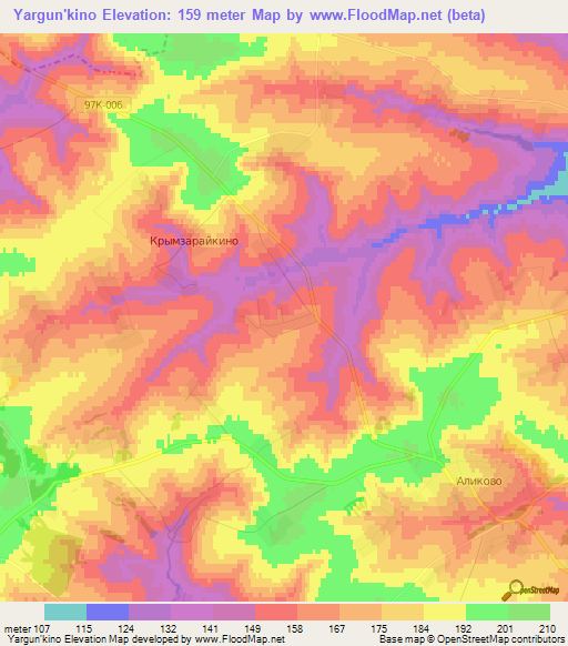 Yargun'kino,Russia Elevation Map