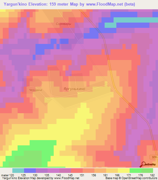 Yargun'kino,Russia Elevation Map