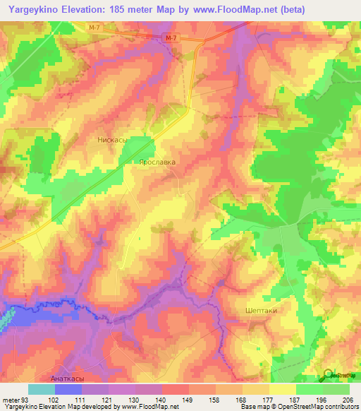 Yargeykino,Russia Elevation Map