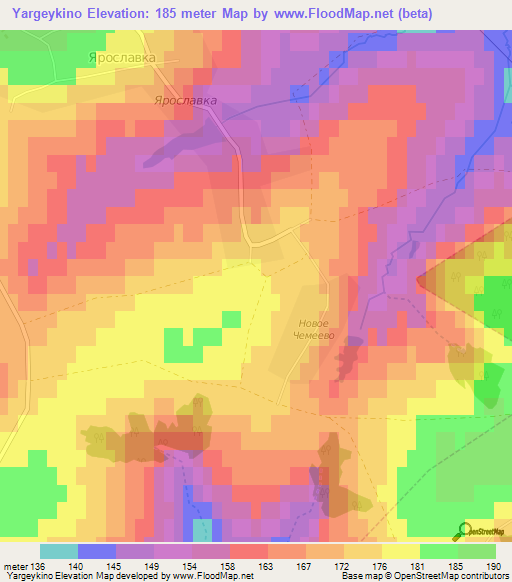 Yargeykino,Russia Elevation Map