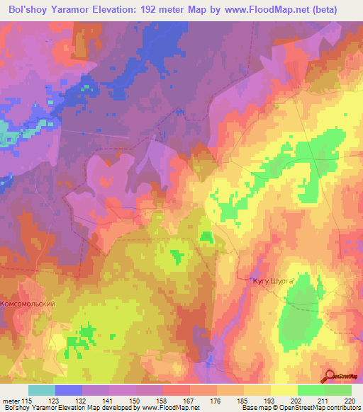 Bol'shoy Yaramor,Russia Elevation Map