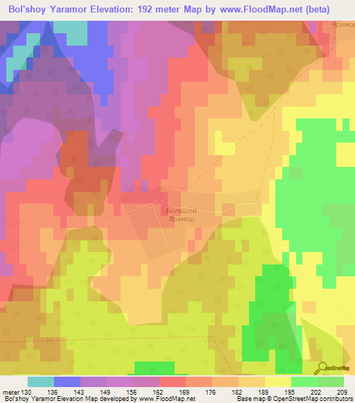 Bol'shoy Yaramor,Russia Elevation Map