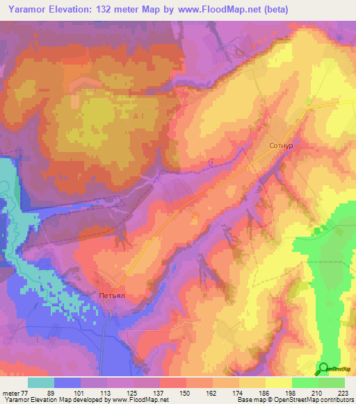 Yaramor,Russia Elevation Map