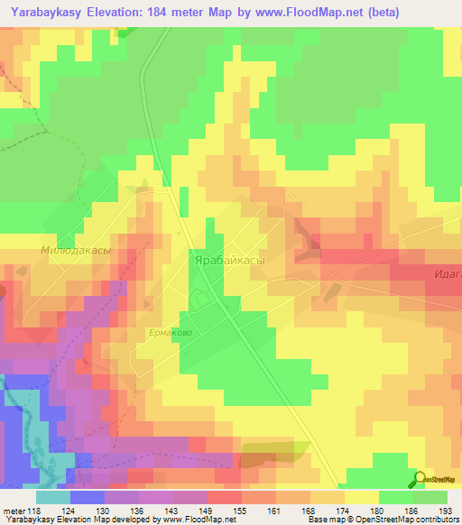 Yarabaykasy,Russia Elevation Map