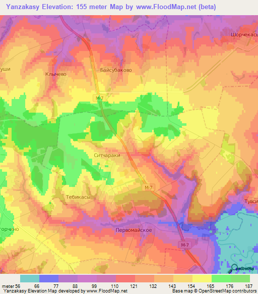 Yanzakasy,Russia Elevation Map