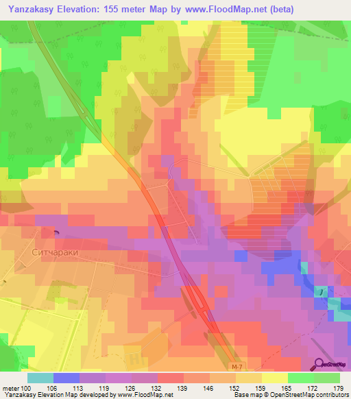 Yanzakasy,Russia Elevation Map