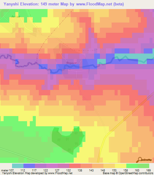 Yanyshi,Russia Elevation Map