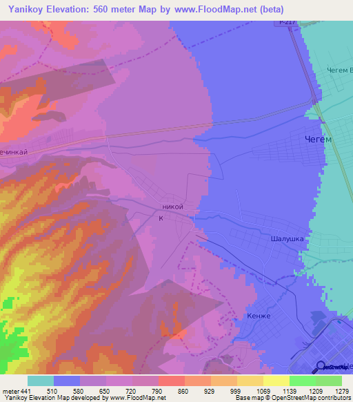 Yanikoy,Russia Elevation Map