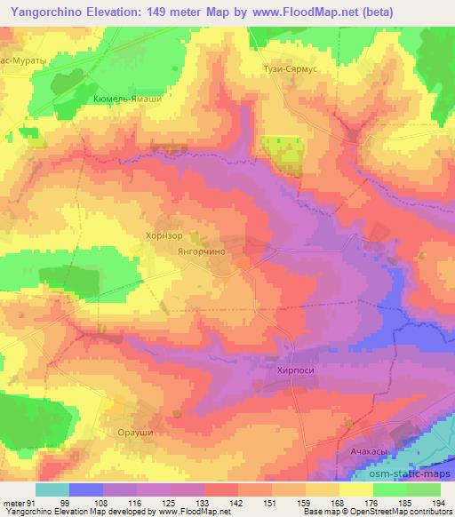 Yangorchino,Russia Elevation Map