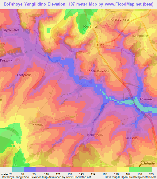 Bol'shoye Yangil'dino,Russia Elevation Map