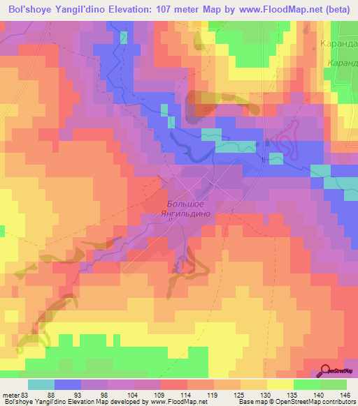 Bol'shoye Yangil'dino,Russia Elevation Map