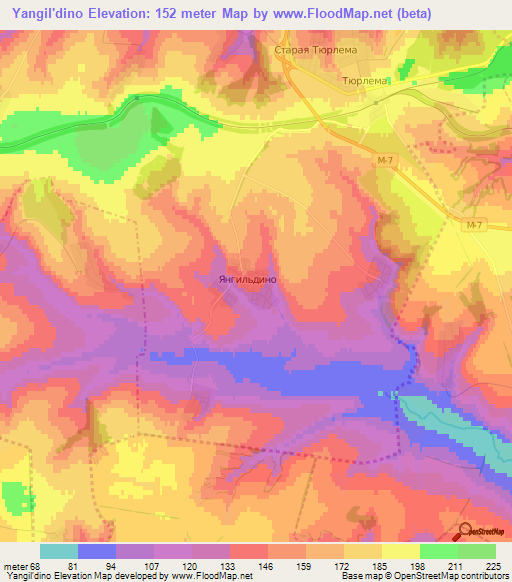 Yangil'dino,Russia Elevation Map