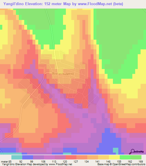 Yangil'dino,Russia Elevation Map