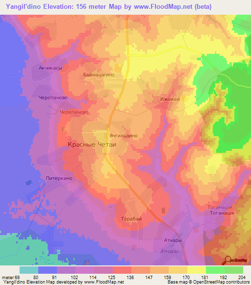 Yangil'dino,Russia Elevation Map