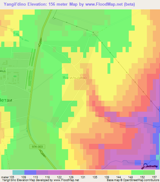 Yangil'dino,Russia Elevation Map
