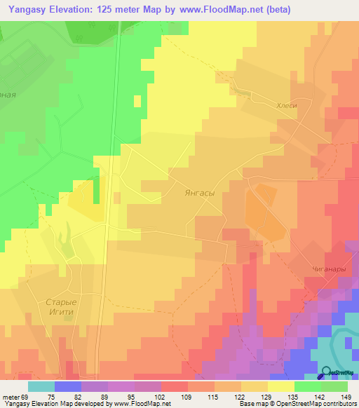 Yangasy,Russia Elevation Map