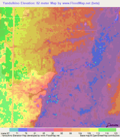 Yandulkino,Russia Elevation Map