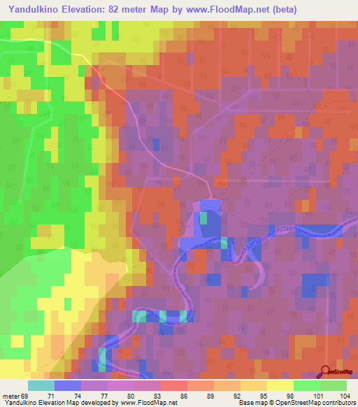 Yandulkino,Russia Elevation Map