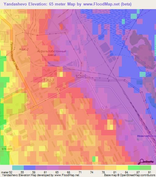 Yandashevo,Russia Elevation Map