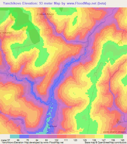 Yanchikovo,Russia Elevation Map