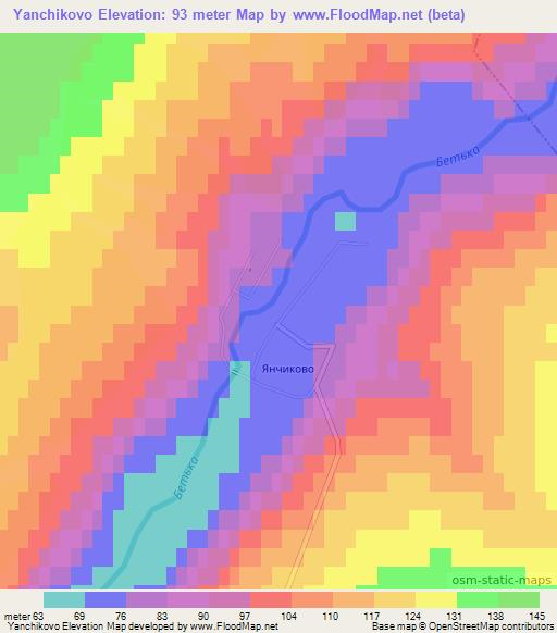 Yanchikovo,Russia Elevation Map