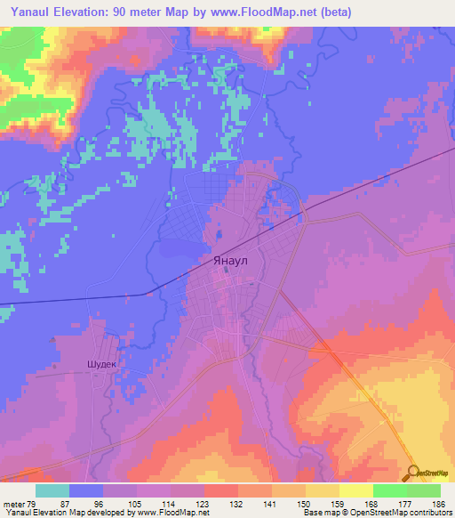 Yanaul,Russia Elevation Map