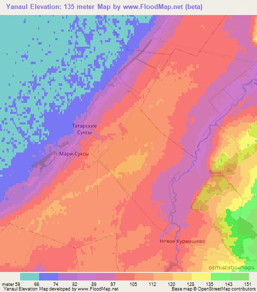 Yanaul,Russia Elevation Map