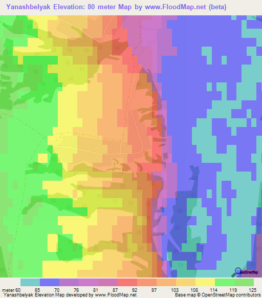 Yanashbelyak,Russia Elevation Map